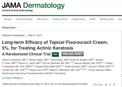 Eficacia a largo plazo en queratosis actínicas de la crema de 5 fluorouracilo al 5%